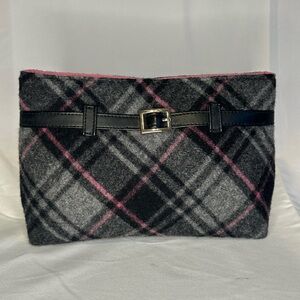 Victoria's Secret Black and Pink Plaid Cosmetic Bag